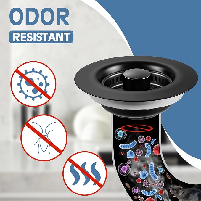Kitchen Sink Drain Strainer 3 in 1, 304 Stainless Steel Pop Up Sink Stopper - Image 4