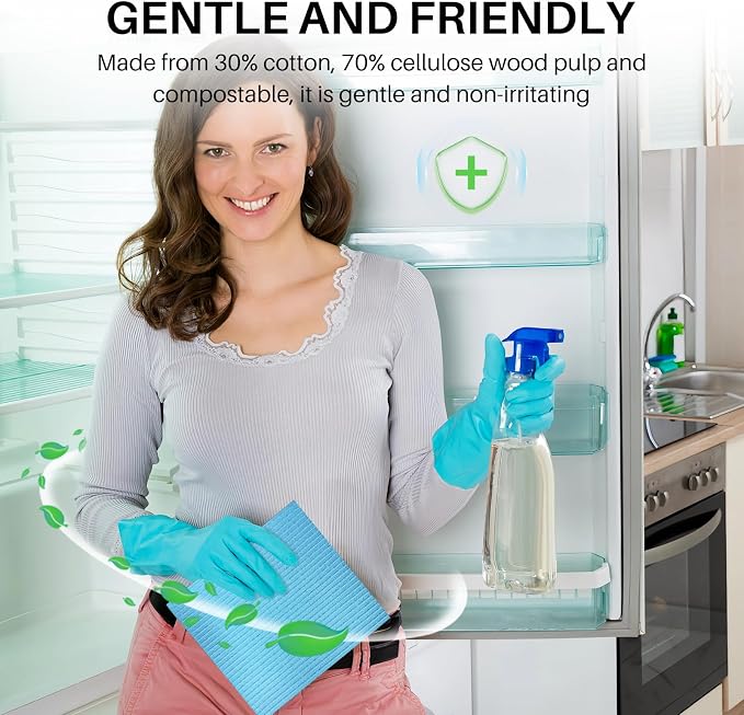 Cleaning Rags Swedish Dishcloths, Cellulose Sponge Cloths Absorbent Wipes - Image 3