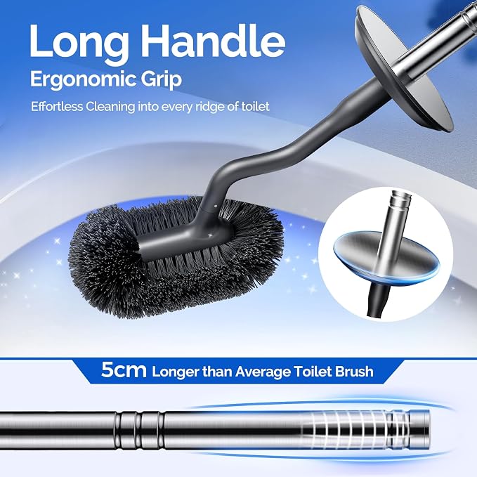 HAMITOR Toilet Brush and Holder Set: 304 Stainless Steel Rustproof Toilet - Image 5