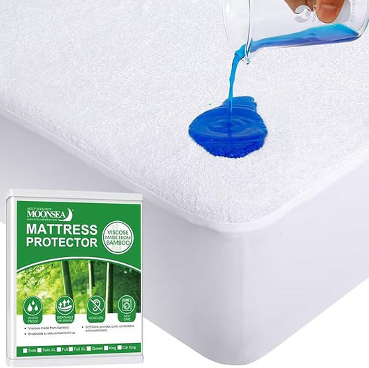 RV Short King Size Mattress Protector Waterproof,Smooth Top Mattress Protector for Kids,Breathable Skin Friendly and Noiseless Fitted Sheet,Viscose Terry Mattress Cover