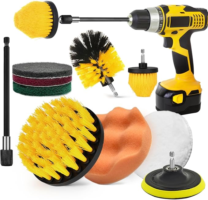 10Pcs Drill Brush Attachment Set, Drill Scrubber Brush Kit Include Scrub Pads by chicarry