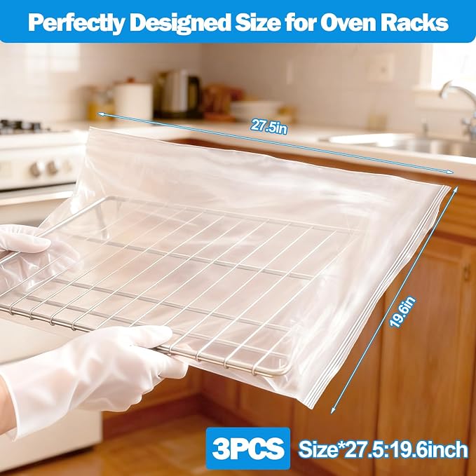 XANGNIER 3 Pack No Scrub Oven Rack Cleaning Bags 27.5*19.6 in, No Cleaner - Image 8