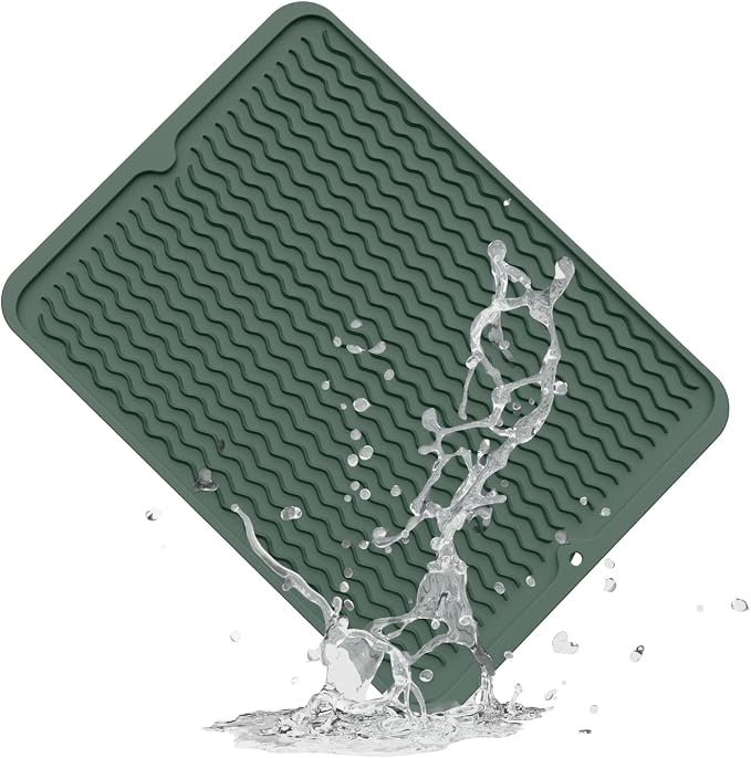 ZLR Silicone Dish Drying Mat for Kitchen Counter, Eco-Friendly Fast Dry Dish Mat by ZLR
