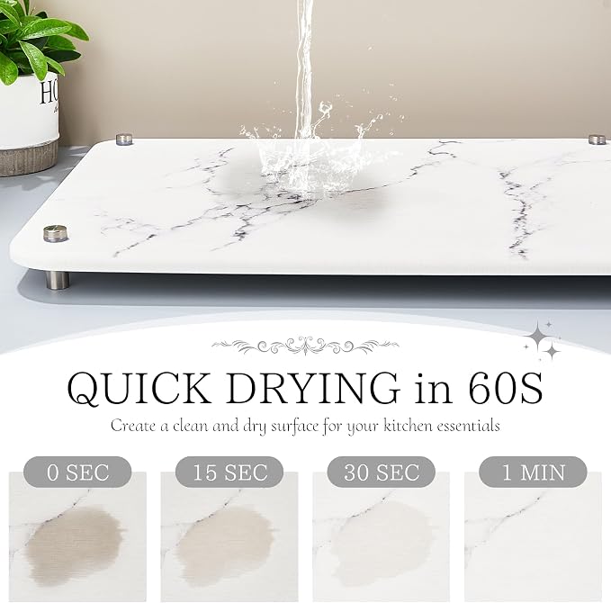 Stone Dish Drying Mat for Kitchen Counter, Quick Drying Diatomaceous Earth Dish - Image 3