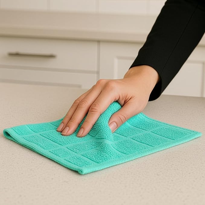 DecorRack 10 Pack 100% Cotton Kitchen Towels, 12x12 inch Soft Terry Dishcloths - Image 3