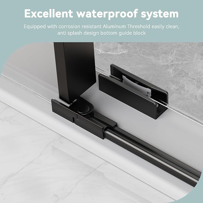 56-60" W x 76" H Stainless Steel Frameless Single Sliding Shower Door, 1/4" - Image 8