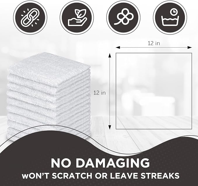 DecorRack 20 Pack 100% Cotton Wash Cloth, Luxurious Soft, 12 x 12 inch Ultra - Image 6