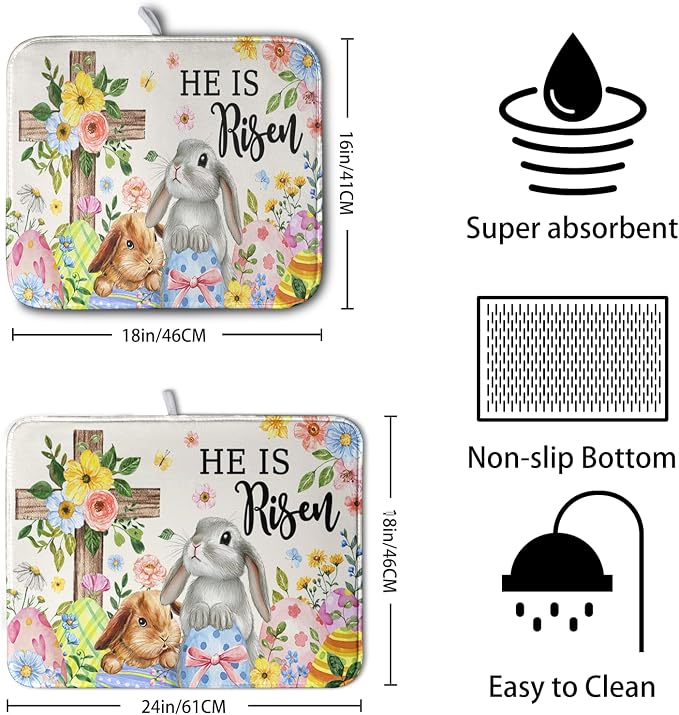 He is Risen Easter Dish Drying Mat - Image 2