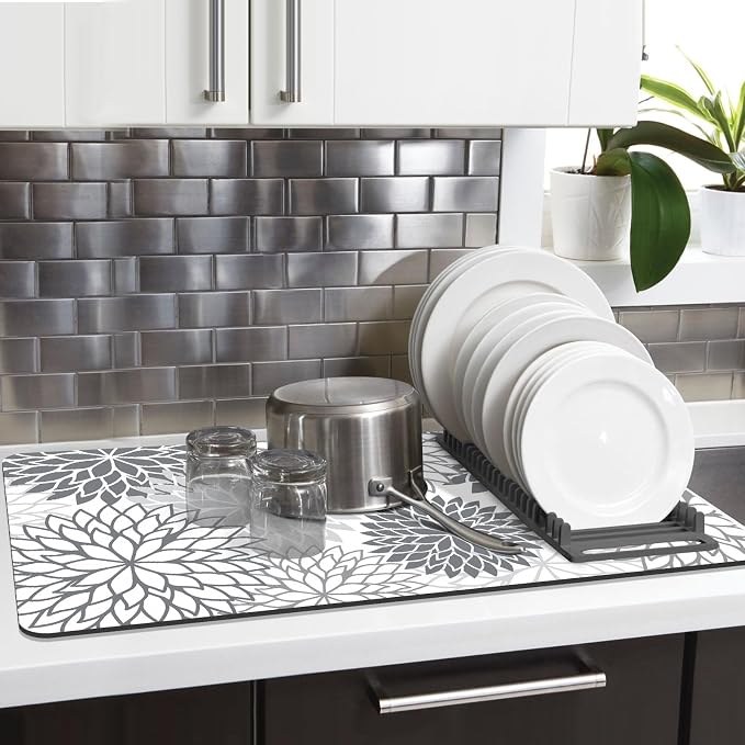 Findosom 2PCS 17" x 32" Dish Drying Mat & 24" x 5.5" Sink Splash Guard - Image 7