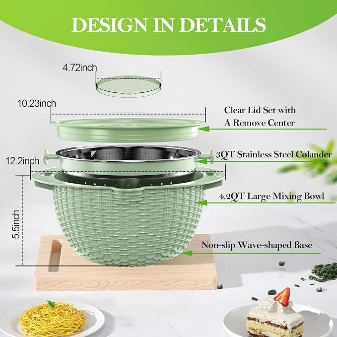 4 in 1 Colander with Bowl Set, Food Strainers and Colanders, Colander - Image 7