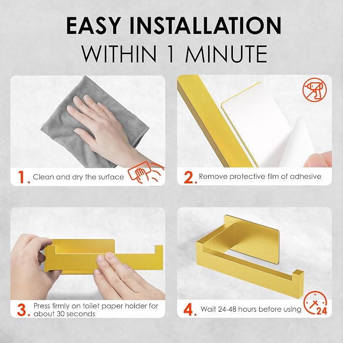 Auxmir No Drilling Self Adhesive Toilet Paper Holder, Premium Rustproof SUS304 - Image 7