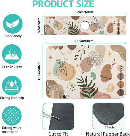 Dish Drying Mat for Kitchen Counter Matt, Super Absorbent Non-slip Rubber Backed - Image 2