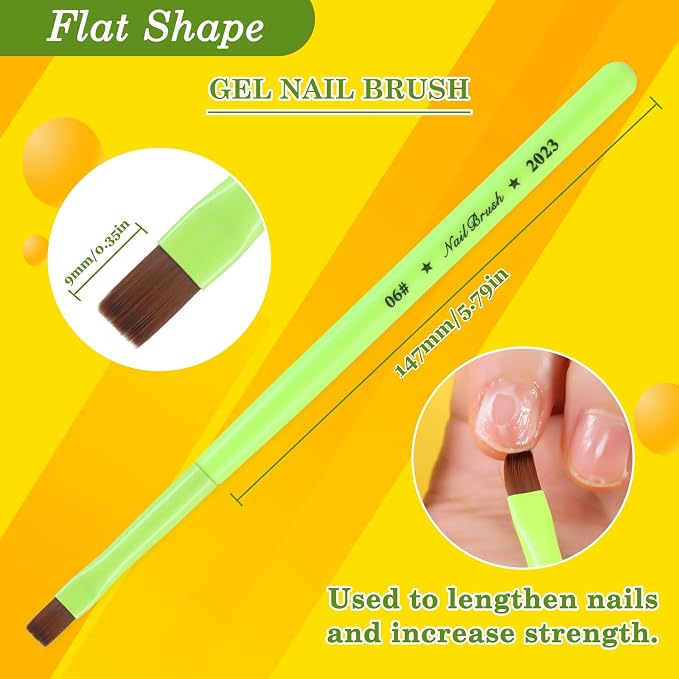 Fluorescent Green Nail Art Clean Up Brushes - Image 5