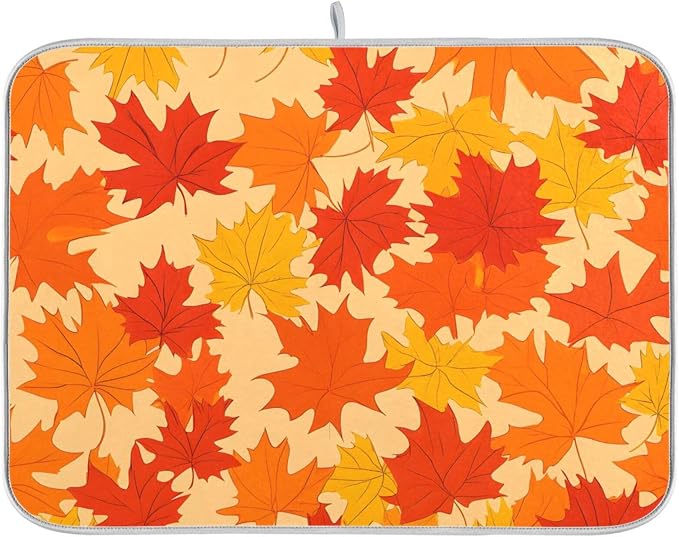 Autumn Maple Leaves Thanksgiving Dish Drying Mat by BOENLE-WELCOMEYOURCOMING