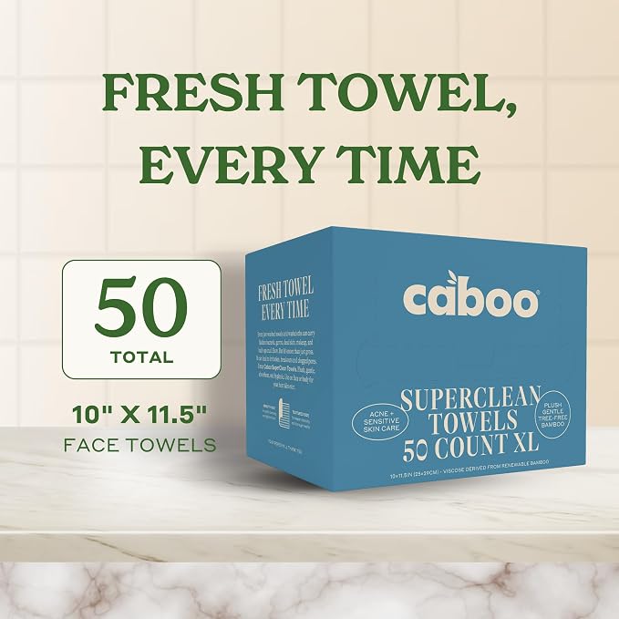 Caboo Tree Free Disposable Face Towels – 50 Soft, Lint-Free Towels | - Image 3