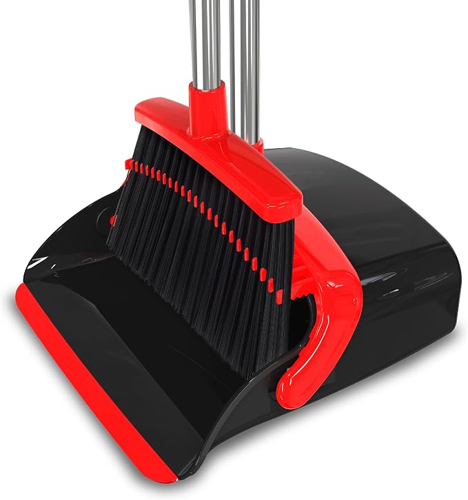 Broom and Dustpan Set 55", Long Adjustable Stainless Steel Handle, Large Size by Unknown