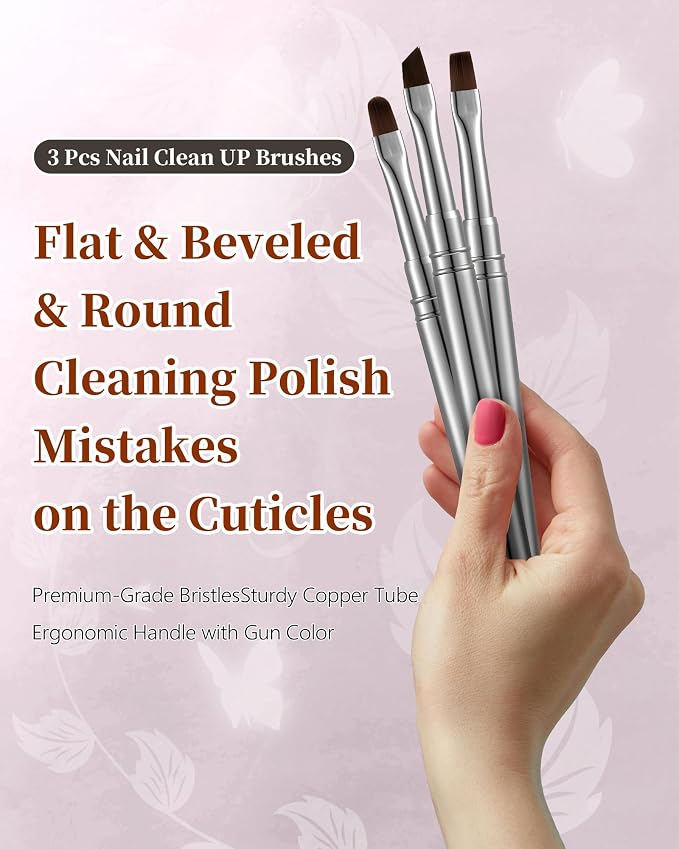 3PCS Brush for OPI Nail Polish Remover, AMilHiTon Nails Clean Up Brushes - Image 2