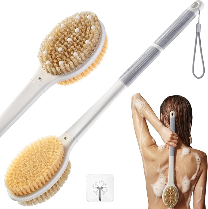 Shower Brush for Massage Dry Brushing: Back Scrubber for Shower by Rafow