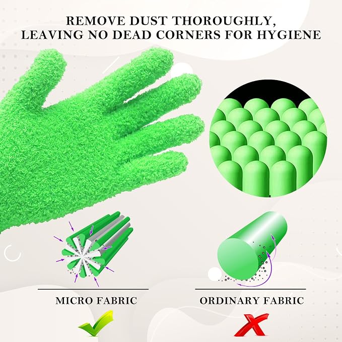 Evridwear Microfiber Gloves for Plant Dusting, 2 Pairs Reusable Leaf Cleaning - Image 2