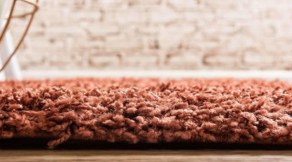 Unique Loom Solid Shag Collection Area Rug (2' 6" x 13' 1" Runner, Terracotta)