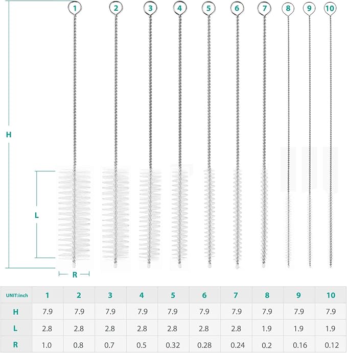 CiaraQ Bottle Cleaning Brushes, 8 Inch Nylon Tube Brush Set, Cleaner - Image 3