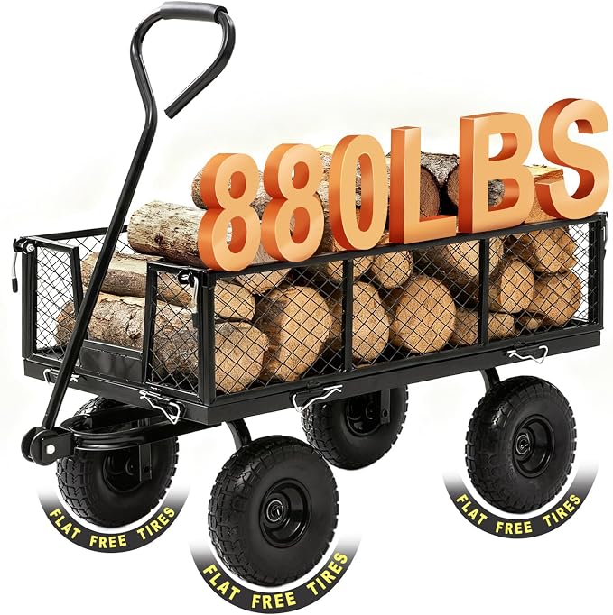 Garden Wagon Cart Heavy Duty 880 LBS Steel Utility Cart - Image 6