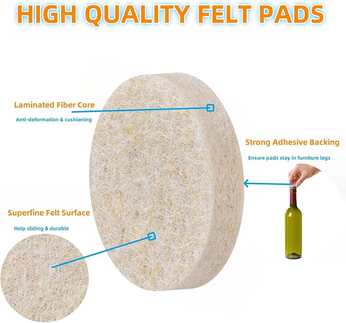 Furnigear Felt Pads Small 3/8" Felt Pads - Image 5