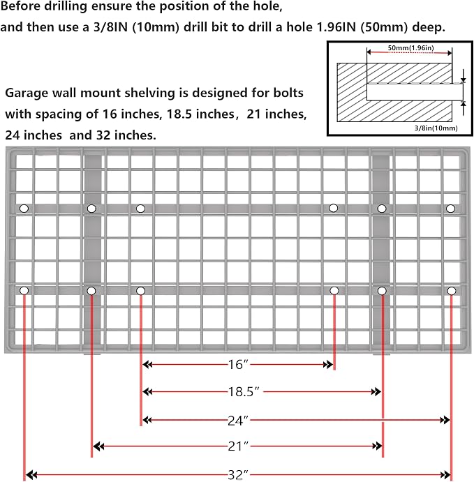 2-Pack 1.5x3FT Garage Shelving 17.7-inch-by-35.8-inch Wall Shelf Garage Storage - Image 5