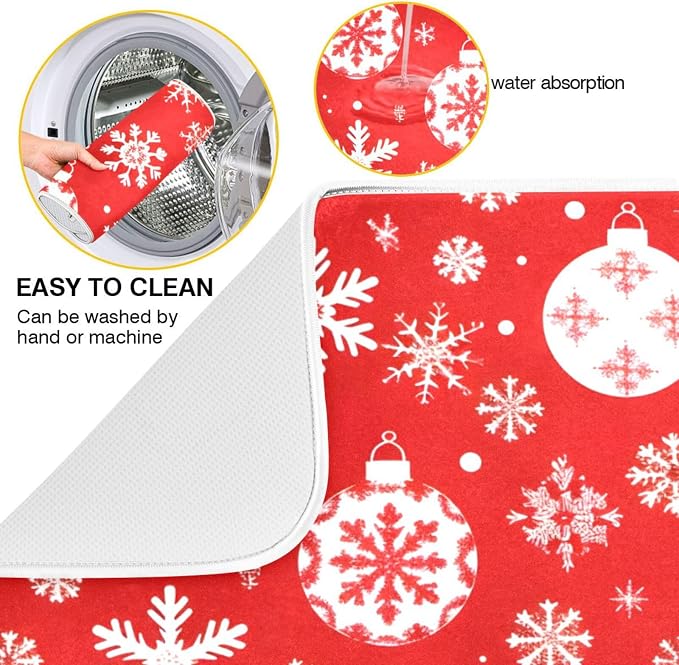 Christmas Snowflake Ball Baubles Dish Drying Mat - Image 4