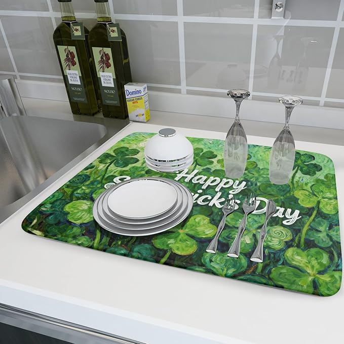 St Patricks Day Lucky Clover Dish Drying Mat - Image 6