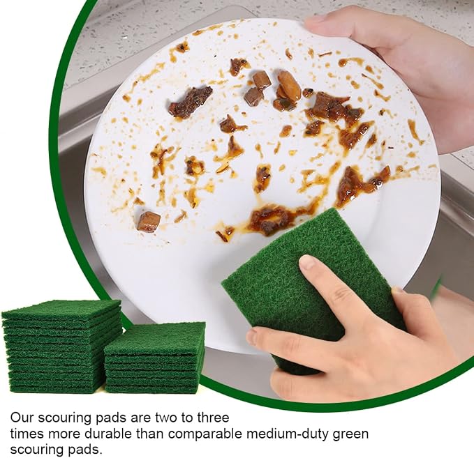 YoleShy 80 PCS Scouring Pad, Dish Scrubber Scouring Pads, 4 x 6 inch Green - Image 2