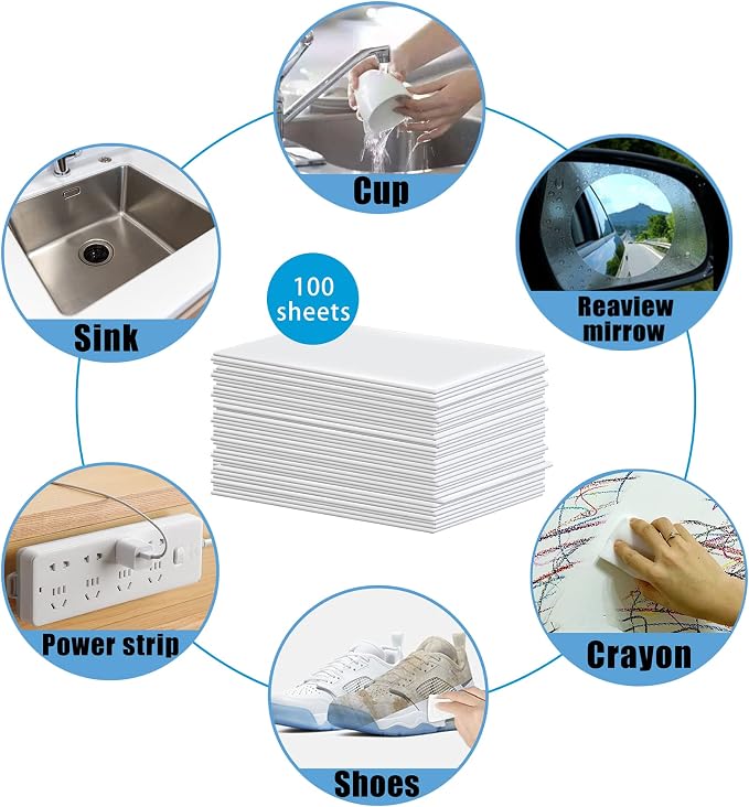 100PCS Eraser Sheets, Magic Cleaning Sponge Reusable, Thin Nano Dish Sponge - Image 4