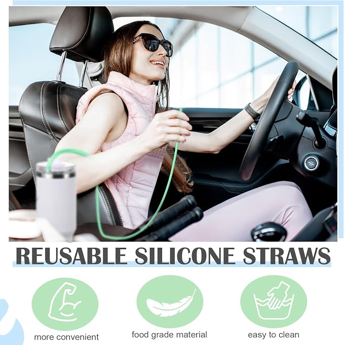 Baderke 2 Set Extra Long 35" Reusable Silicone Straws Compatible - Image 5