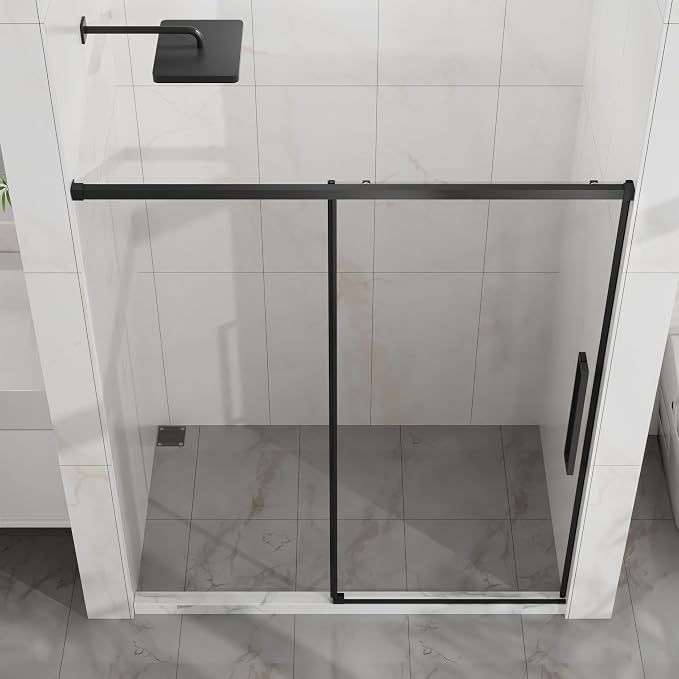 Semi-Frameless Shower Door 60" W x 72" H, 1/4" Clear Tempered Glass, Sliding - Image 2