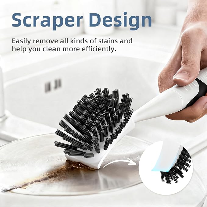 Dish Scrub Brush, 2 Pack Stiff Bristles Cleaning Scrubber Brushes - Image 2