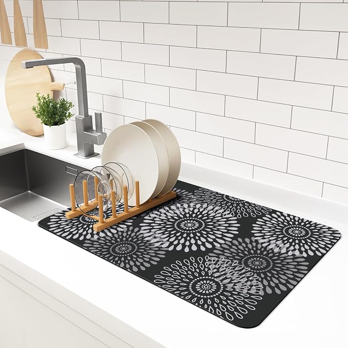 LuxStep Dish Drying Mat Super Absorbent Kitchen Counter Mat Rubber Backing by LuxStep
