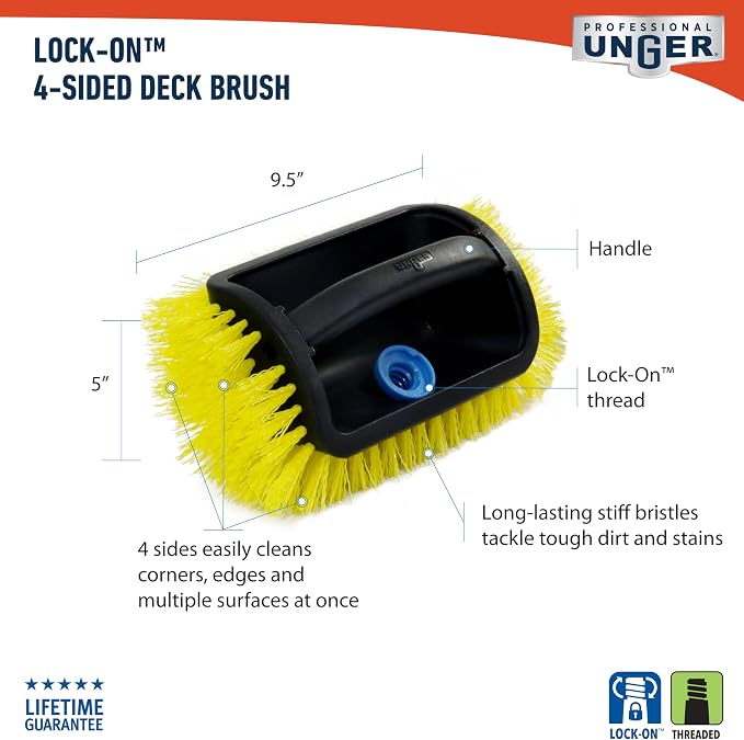 Unger Professional Lock-On 4-Sided Outdoor Scrub Brush, Compatible - Image 8