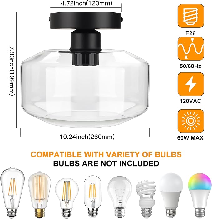 MAXvolador Industrial Semi Flush Mount Ceiling Light Extra Large, Vintage - Image 4