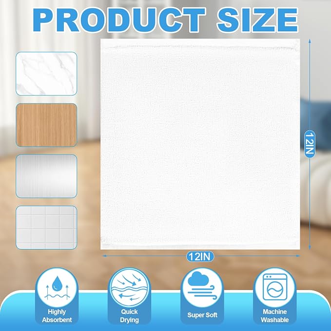 24 Pack 100% Cotton Wash Cloth, 12x12 Inch Highly Absorbent and Soft Feel - Image 2