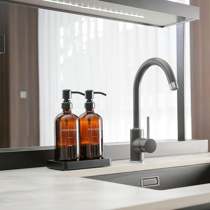 Amber Soap Dispenser Set, Soap Dispenser - Image 2