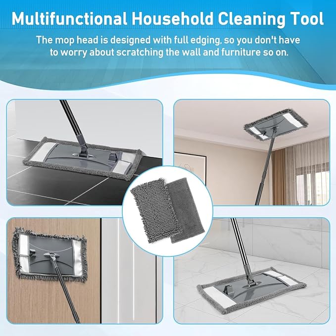 Wall Cleaner Mop Replacement Head, 2 Pack Chenille Reusable Dust Mop Pads - Image 3