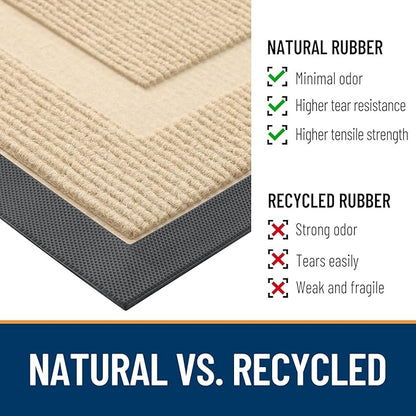 OLANLY Front Door Mat Indoor Outdoor Entrance, Waterproof All-Season, All-Weather Doormat, Sturdy Natural Rubber, Fade Resistant, Low Profile, Easy Clean Patio Porch Entryway Mat, 71x23, Beige