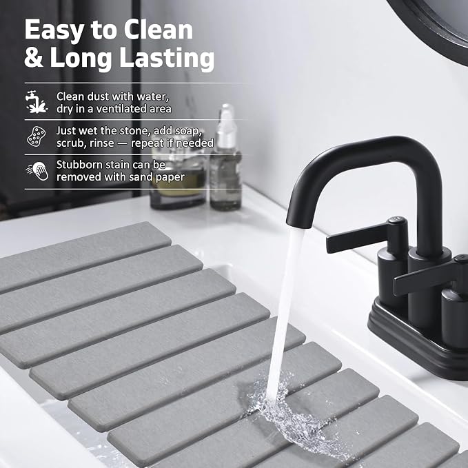 Large Stone Dish Drying Mat for Kitchen Counter, Collapsible Quick Dry Dish - Image 6