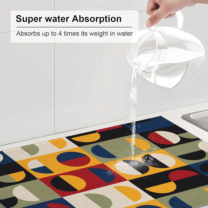 Retro Mid Century Modern Kitchen Drying Mat Microfiber Dish Drainer Mat - Image 4