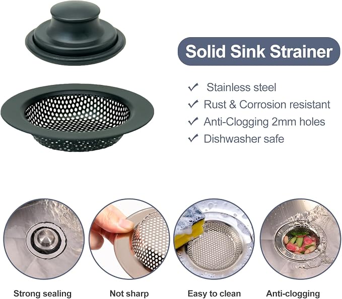 RQYEKDO Kitchen Sink Strainers Sink Stopper Kits, Stainless Steel Sink Drain - Image 5