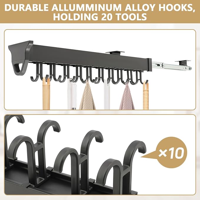 Pull-Out Mop and Broom Holder Slide Broom Closet Organizer Sliding Garage - Image 5