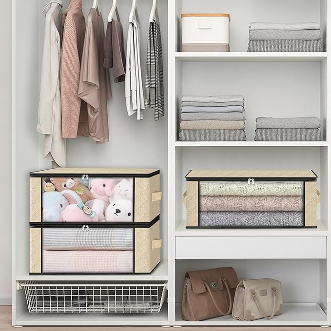 HomeHacks Storage 3-Pack Clothes Organizer Storage Bags Foldable Storage Box - Image 6