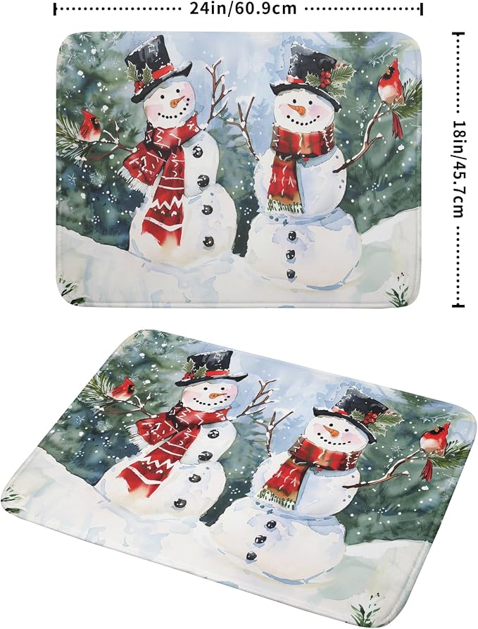 Winter Dish Drying Mat 18 x 24 Inch Xmas Snowman Pattern Dish Drying Pad - Image 2
