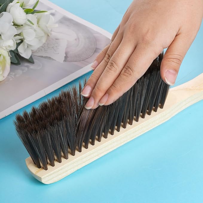 Rbenxia 2 Pieces Wooden Handle Bench Brushes Horse Hair Brushes Soft Bristles - Image 3