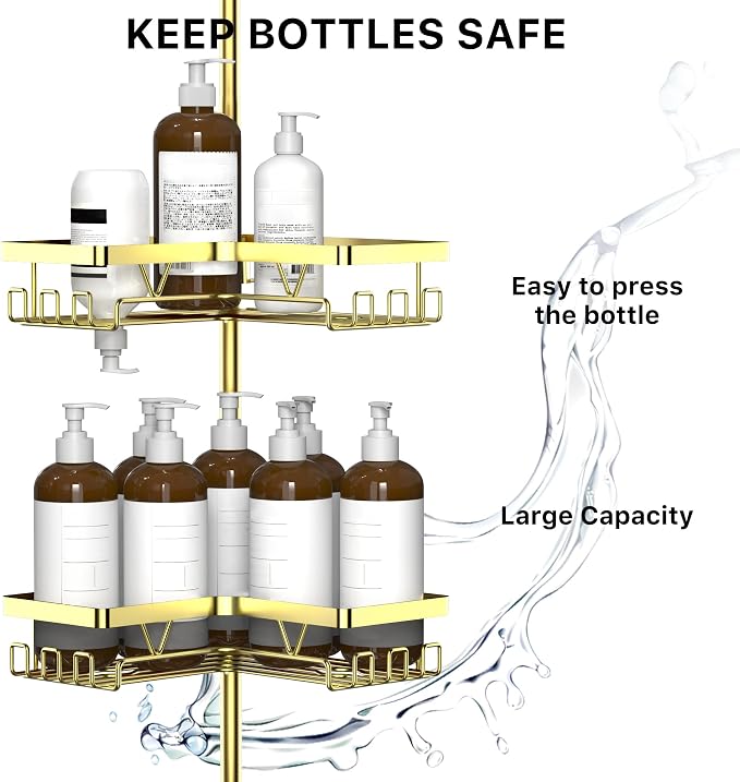 KEGII Corner Gold Shower Caddy Tension Pole - Image 4